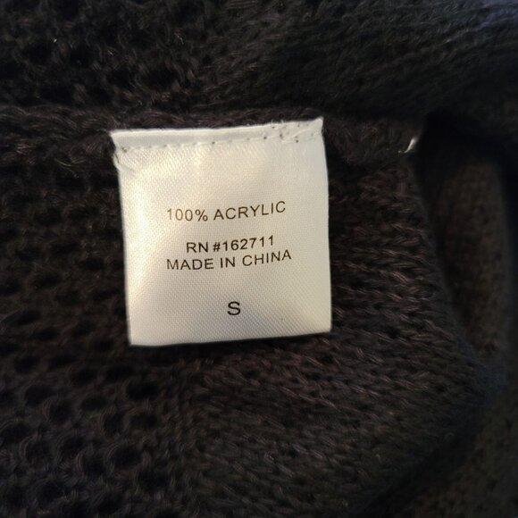 Womans Black Duster Hooked Up Open Knit Cardigan Sweater Size Small jj3597 - Picture 8 of 9